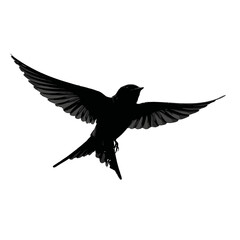 Fototapeta premium Solid black silhouette of a swallow swooping, Vector Graphic