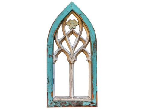 Gothic Arch Window Frame with Ornate Design