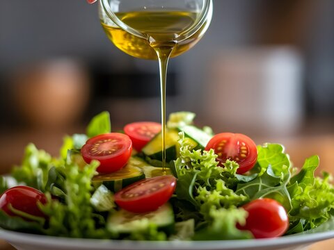 Benessere fisico e mentale con Dieta mediterranea, frutta , verdura, olio di oliva e vita sana