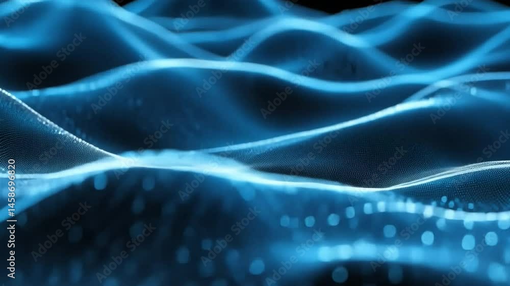 Poster mesmerizing abstract design of flowing blue waves digital technology background showcasing depth and