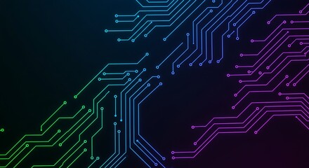 Obraz premium Futuristic Neon Circuit Network on Dark Background for Tech and AI Designs generative ai