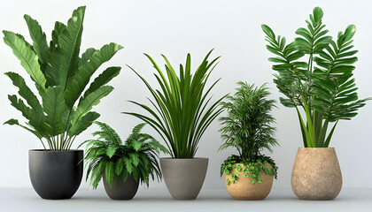 Fototapeta premium Collection of Ornamental Plants Arranged in Pots
