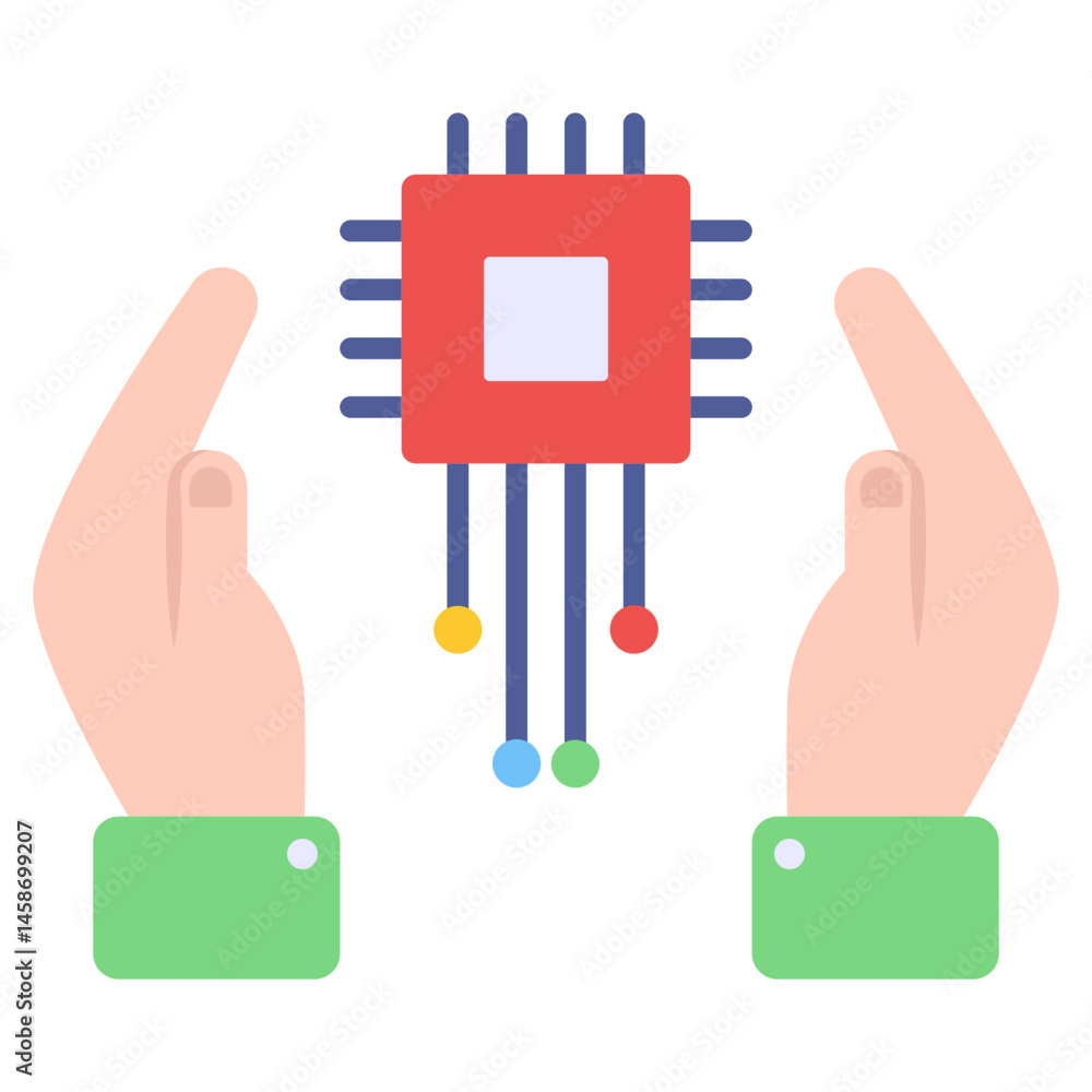 Aufkleber protecting secure microchip technology digital data security concept illustration