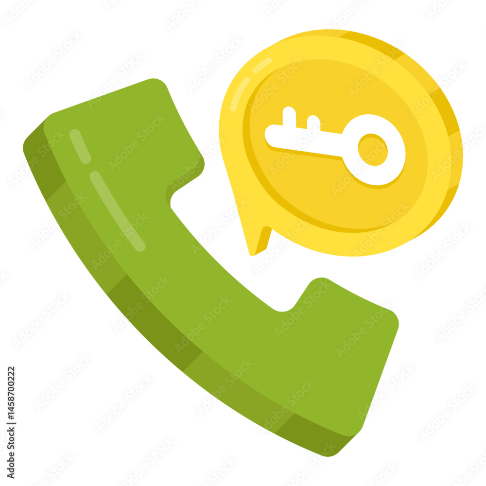 Poster secure phone call access key isometric illustration