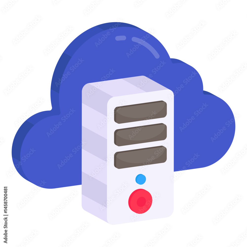Poster cloud computing server data storage technology icon illustration
