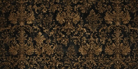 Black & gold seamless damask wallpaper, luxurious vintage design  ,  baroque,  gold