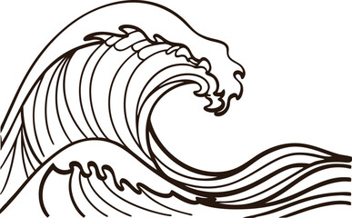 Japanese Style Wave Illustration With Traditional Line Art Graphic Design