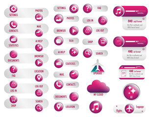Intense colorful big button set for online business