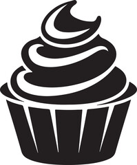 cupcake silhouette, black and white silhouette, vector and illustration