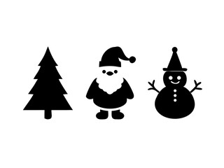 Retro Christmas Icons Flat Design with 3 Santas Holiday Cheer