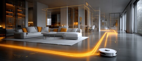 Modern Living Room with Robotic Vacuum (2)