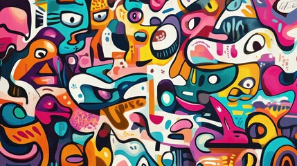 Vibrant Abstract Graffiti Art: A Kaleidoscope of Colors and Shapes