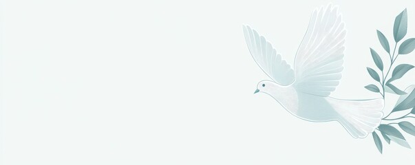 Fototapeta premium International day of living together in peace logo with dove and olive branch line art