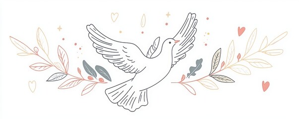 International day of living together in peace logo with dove and olive branch line art