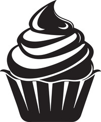 cupcake silhouette, black and white silhouette, vector and illustration