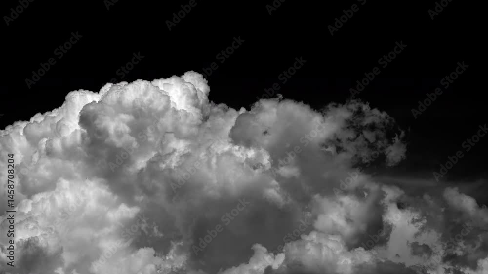 Wall mural time-lapse of separate white clouds on a black background have real clouds. time-lapse of white clou