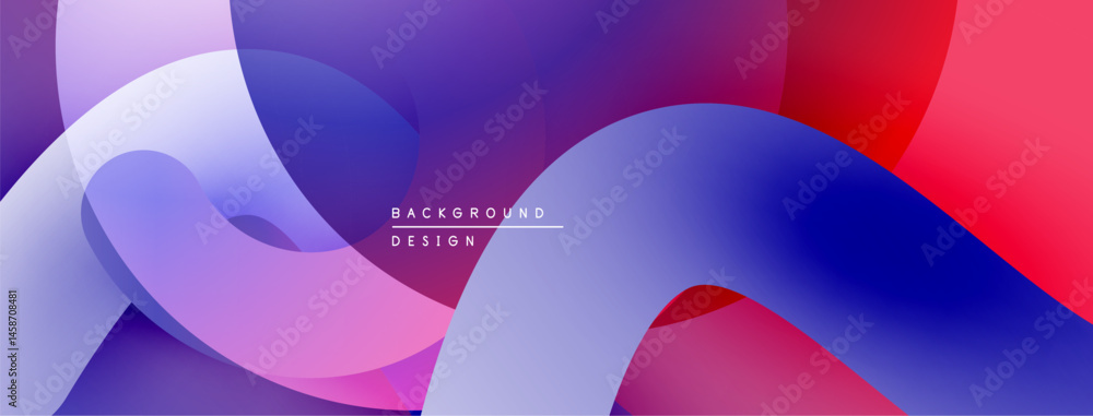 Poster abstract fluid shapes overlap, creating vibrant color gradients. red, purple, blue hues blend seamle