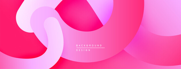 Abstract pink background. Overlapping shapes create fluid, modern design. Soft gradients, smooth transitions present visual harmony.