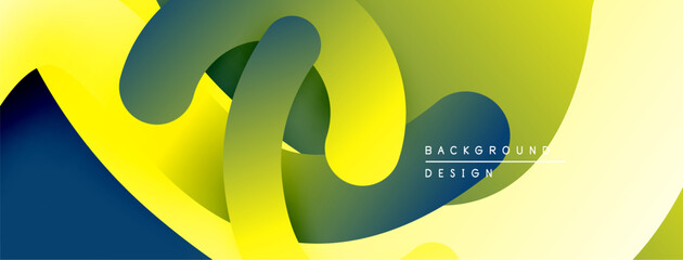 Abstract flowing ribbons, vibrant colors blend. Modern design creates dynamic visual experience. Smooth curves suggest movement, depth.