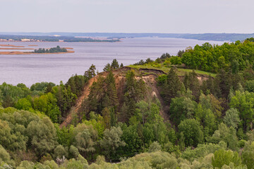 The high slopes of the Dnieper are covered with forest.