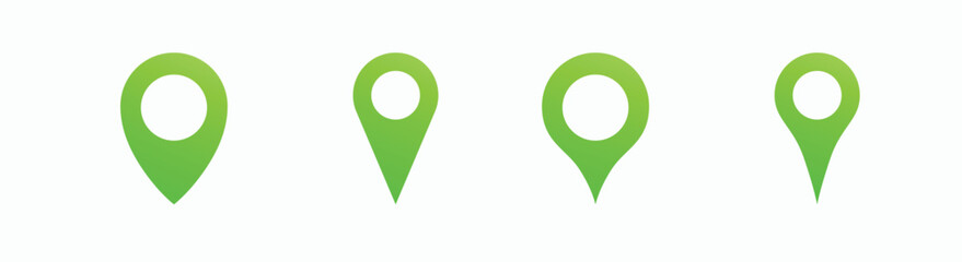 Set of four red location markers for various uses