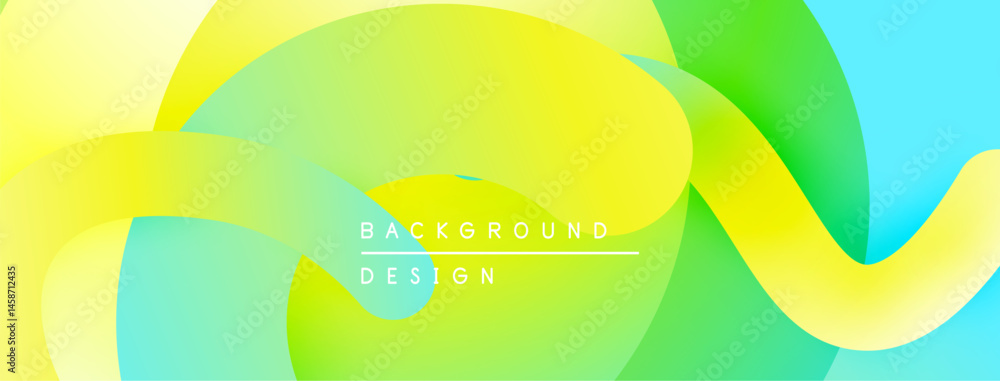 Leinwandbilder abstract fluid shapes blend yellow, green, turquoise hues. smooth gradients create dynamic visual fl