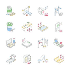 Grab amazing isometric collection showing gym and workout accessories icons