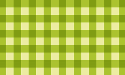 Green checkered picnic plaid texture. Gingham or vichy print. Spring or summer tablecloth, blanket or basket napkin pattern. Easter wrapping paper or textile design. Vector flat illustration.