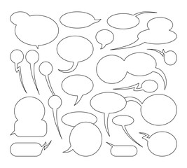  Speech bubbles set.Template comics conversation talking. Clip art cartoon element isolated editable. Vector illustration