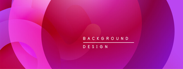 Fototapeta premium Abstract pink purple gradient background. Overlapping circles create dynamic visual effect. Text reads background design. Simple, modern aesthetic.