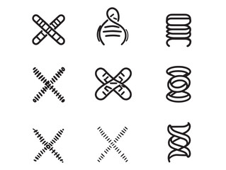 Professional DNA Strand Line Art Icon for Biotechnology and Genetics Studies