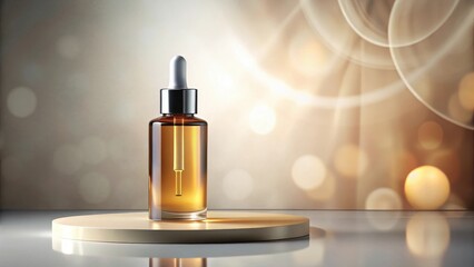 Naklejka premium Dropper bottle with anti-aging serum on a podium, serums for skin, healthy, serums for skin, healthy