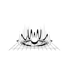 Abstract Illustration: Gravitational Field, Sphere, Waveform, Data Visualization, Monochrome