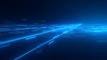 Abstract blue technology design with vector lines and light waves