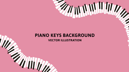 16:9の背景素材。カーブしたピアノの鍵盤のレトロなデザインのベクターイラストデータ © halmio