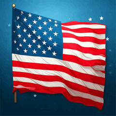 Simple Flat Vector American Flag Isolated