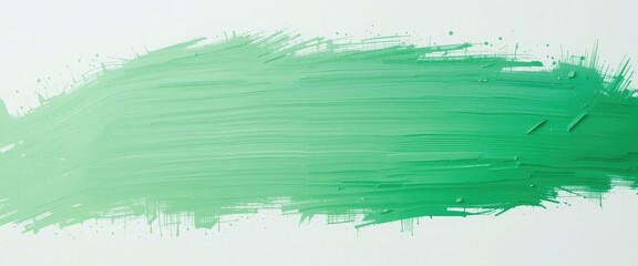 A vibrant green paint stroke on a white background showcasing texture and artistic expression beautifully