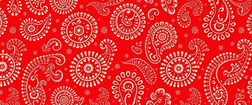 Red paisley bandana patchwork, abstract vector seamless pattern for textile design, floral, abstract
