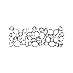 Sweet Candy Pile Sticker Illustration - Black & White Line Art