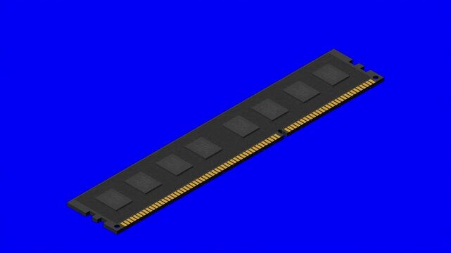 Isometric random access memory animation. RAM memory realistic 3d isometric. Computer hardware components. 4K animation