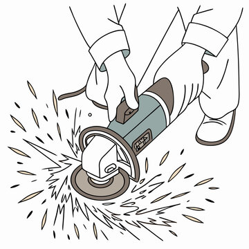 person using grinder sparks white background clip art preview