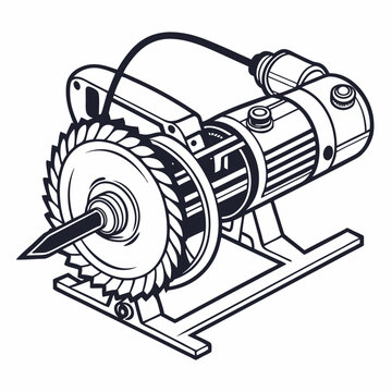 black and white circular saw machine clip art preview