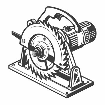 black and white circular saw tool clip art preview