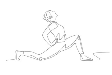 Woman streching concept one-line drawing