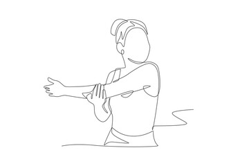 Woman streching concept one-line drawing