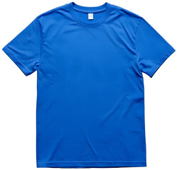 a plain blue T-shirt, blue T-shirt with no pattern, t-shirt mockup, isolated background.
