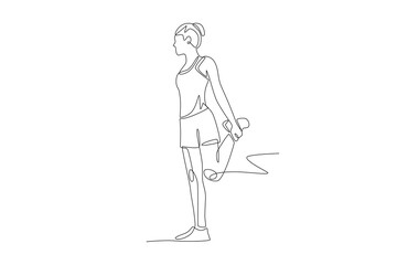 Woman streching concept one-line drawing