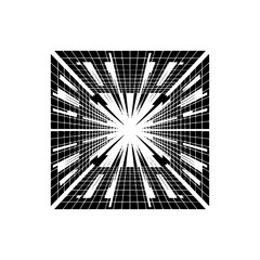 Geometric Perspective Illusion: Black and White Grid Explosion