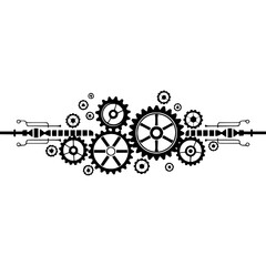 Mechanical Gear System Illustration on Light Background