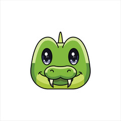 Cute Colored Crocodile Head Illustration